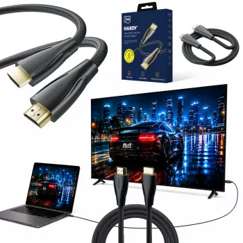 3MK PROTECTION Hardy HDMI 2.1 3m Ultra High Speed 48Gbps 8K60Hz 4K120Hz eARC VRR ALLM zwart