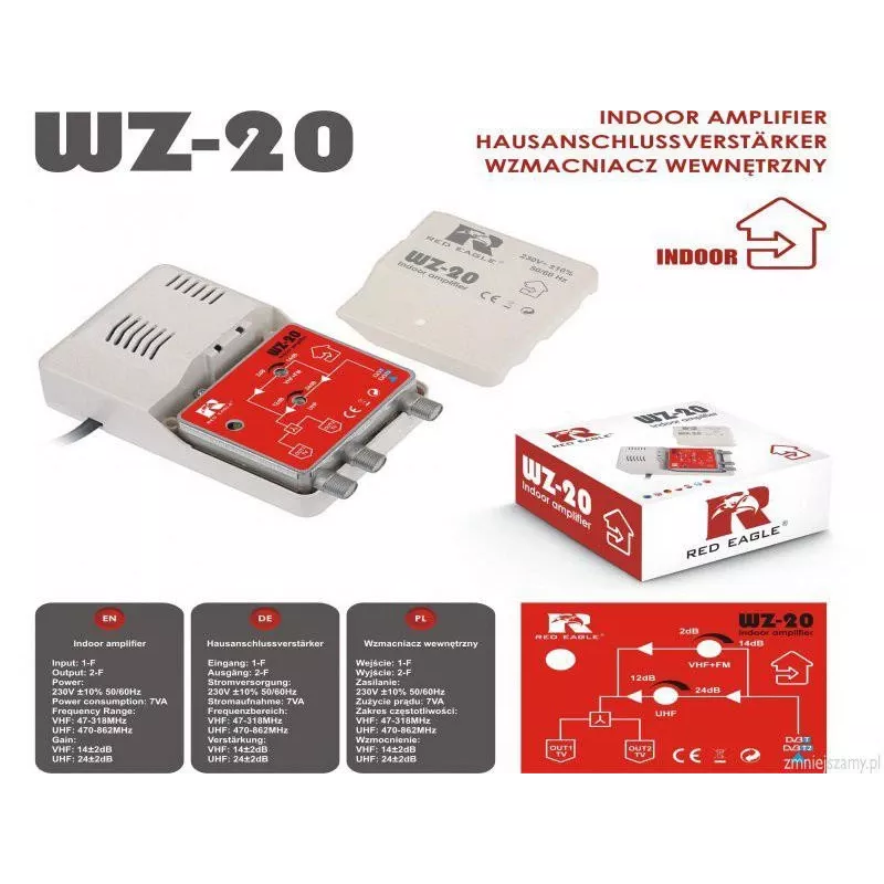 RED EAGLE DVB-T/T2 antenneversterker WZ-20