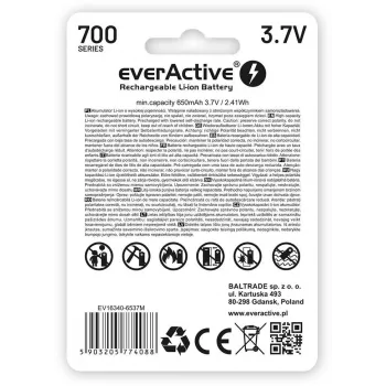 EVERACTIVE 16340 3.7V 700mAh oplaadbare Li-ion-accu met beveiligingscircuit (1 stuk)