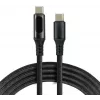 USB-C naar USB-C kabel met LCD-vermogensweergave, 3m, 45W PD, zwart