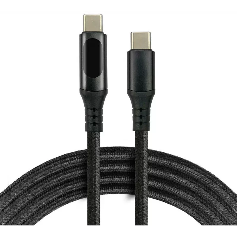 USB-C naar USB-C kabel met LCD-vermogensweergave, 3m, 45W PD, zwart