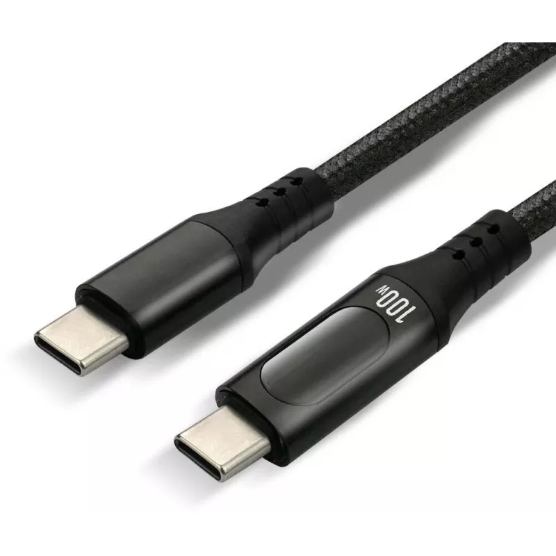 USB-C naar USB-C kabel 100cm 100W PD LCD-display everActive CBB-1PD5L