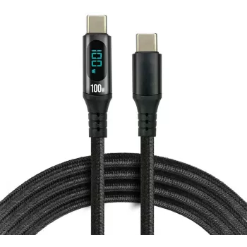 USB-C naar USB-C kabel 2m 100W LCD-vermogensweergave everActive CBB-2PD5L