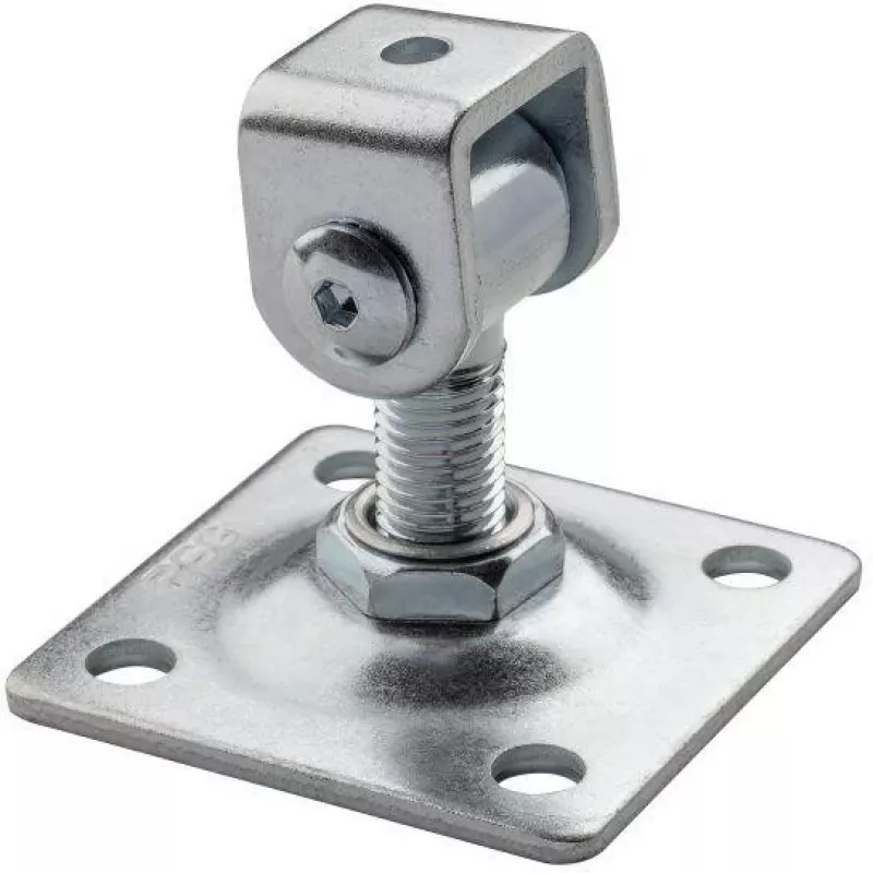 PSG verstelbaar poortscharnier 61.018.01 met plaat 80x80x3mm - M16 schroefdraad (verzinkt oog)