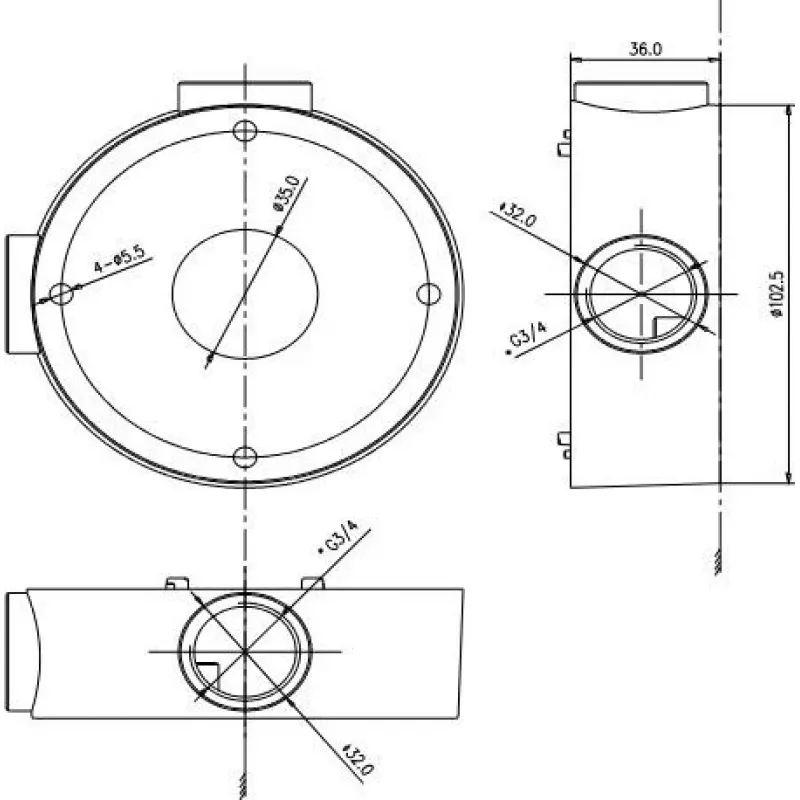 MITON MT-P1260 opbouw aftakdoos 120x60x50mm IP65 lichtgrijs