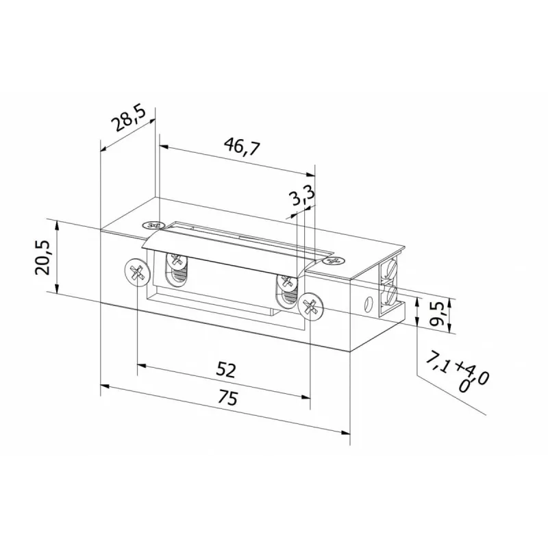 BIRA HARTTE S12U elektrische deuropener, serie S, 12V AC/DC, standaard
