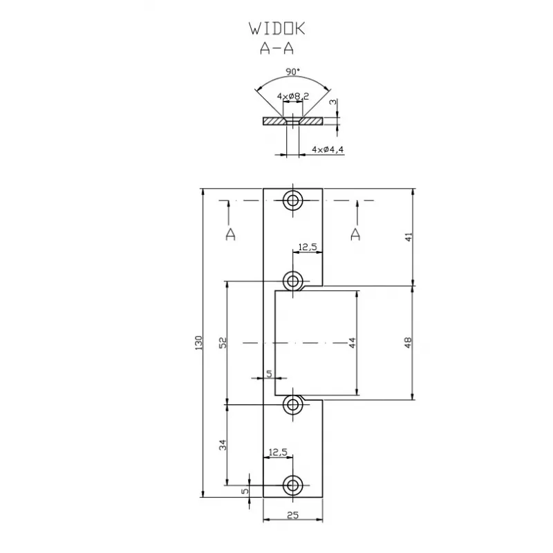 HARTTE OK-P2 korte vlakke strip, S, 3mm, STC, open