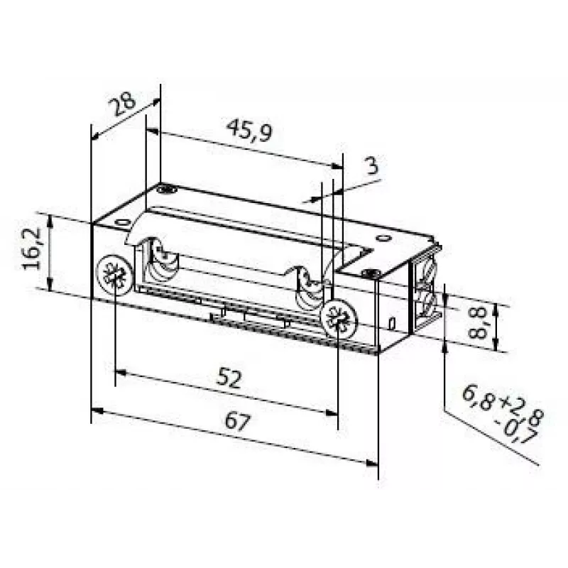 BIRA HARTTE XS00U-B elektrisch slot XS-serie 12-24V AC/DC low current versterkt