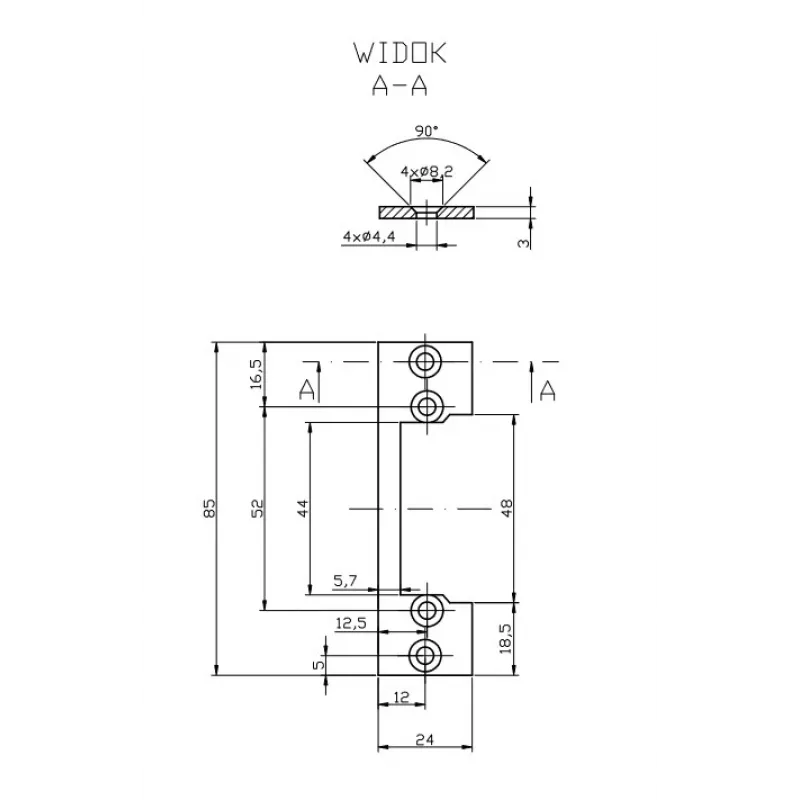 HARTTE OK-P1 korte montage-vlakke strip, S, 3 mm, STC, open