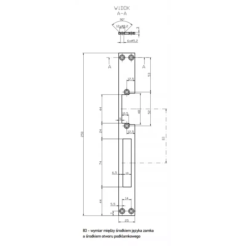 HARTTE OK-P4 lange platte strip voor elektrische deuropeners, 3 mm, open