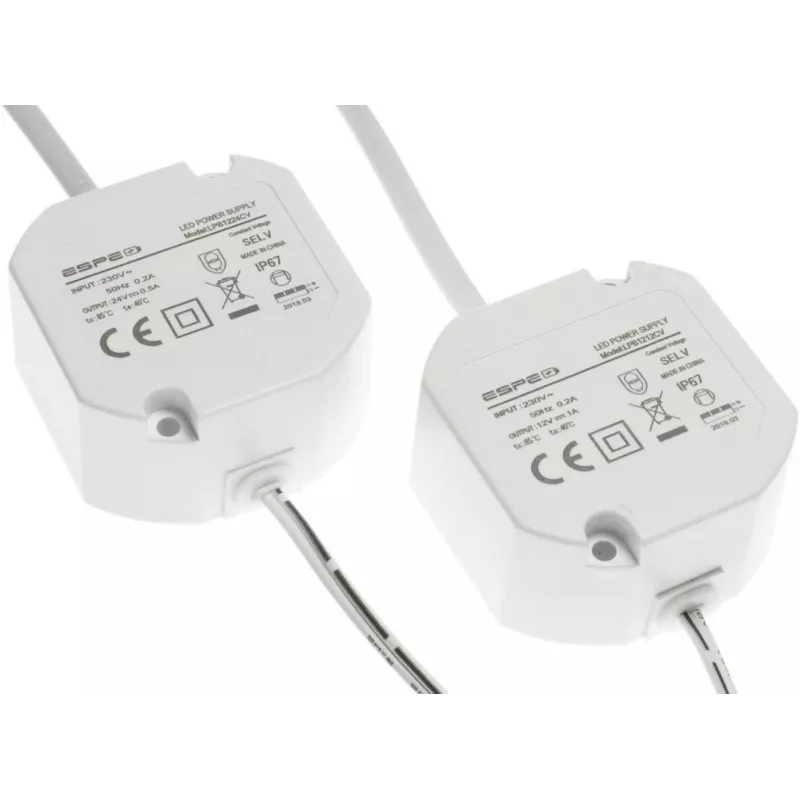 ESPE LP-1212-211 12V 1A 12W IP67 voeding 5.5/2.1mm