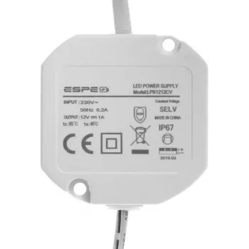 ESPE LP-1212-211 12V 1A 12W IP67 voeding 5.5/2.1mm