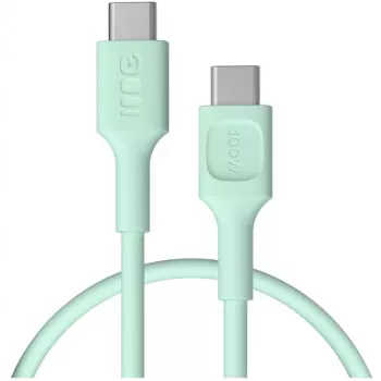 Green Cell PowerFlex snelladen USB-C naar USB-C kabel 100W 0,3m mintgroen