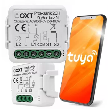 OXT mini relaismodule 2-kanaals zonder nulleider ZigBee TUYA T272