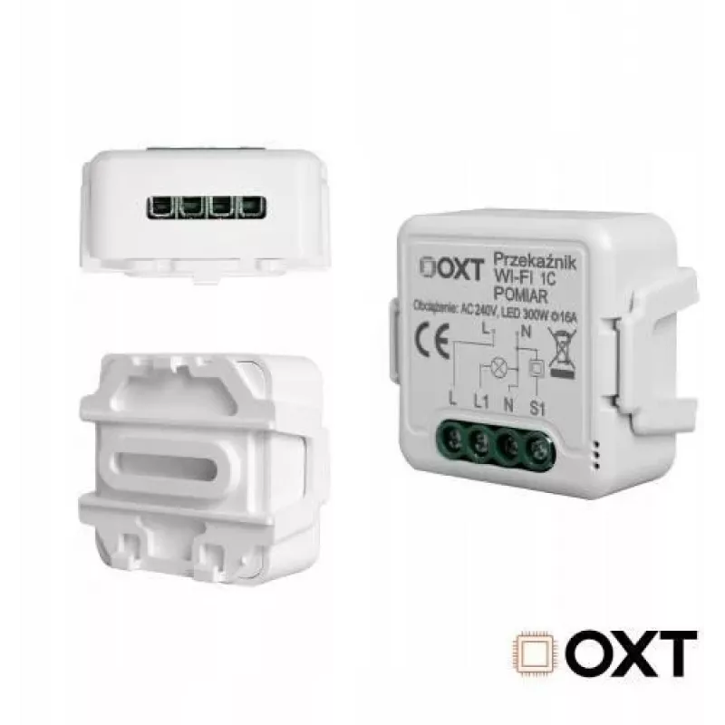 OXT T220P Wi-Fi-relaismodule, 1 circuit, 16 A, energiemeting, Tuya