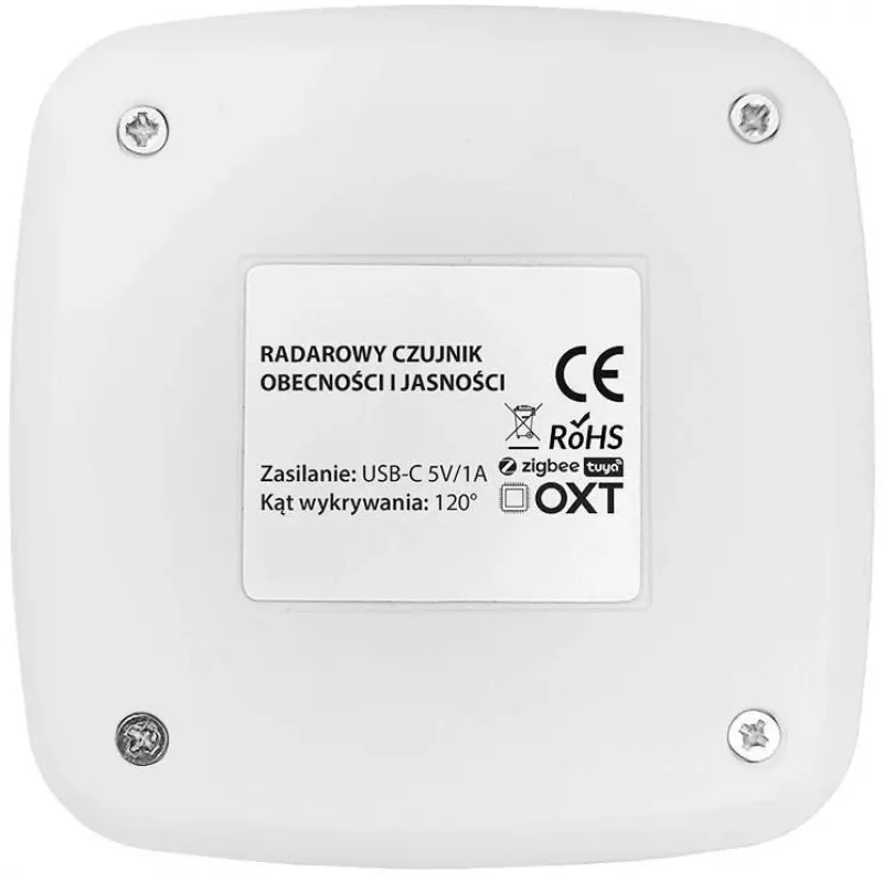OXT T155 24GHz millimeterradar aanwezigheidssensor met helderheidssensor, USB WiFi Tuya Smart