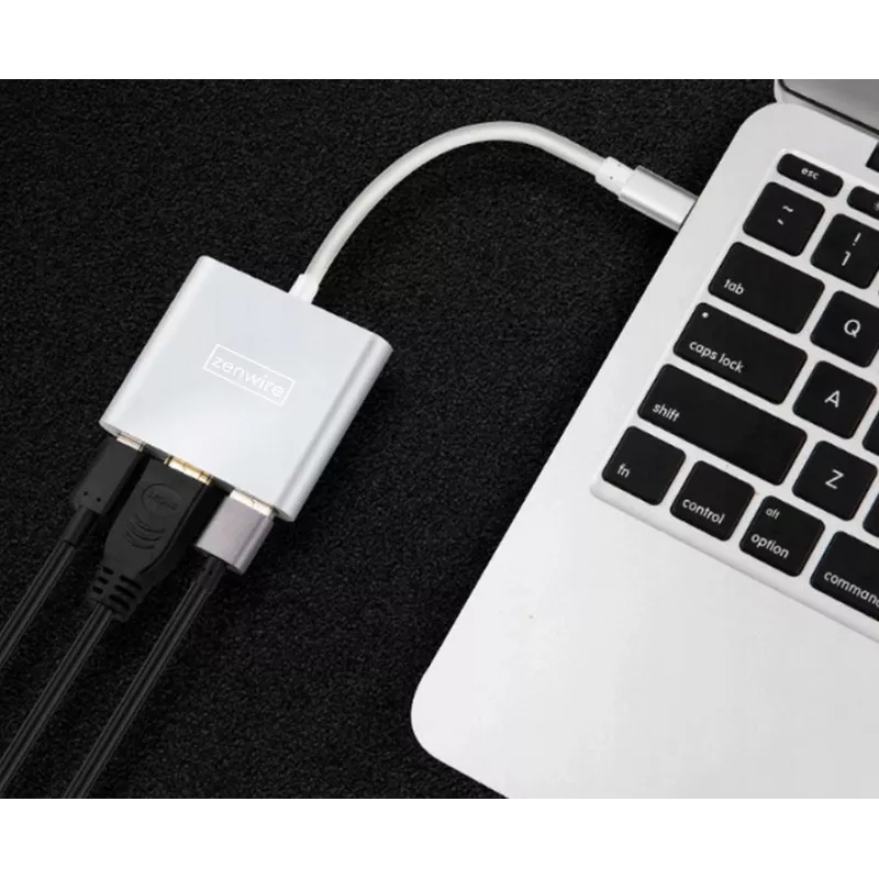 ZENWIRE BYL-2008N 3-in-1 MHL hub USB-C naar HDMI 4K adapter, Space Gray