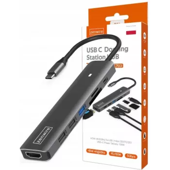 ZENWIRE BS-HC703 USB-C 7-in-1 Hub Adapter met HDMI 4K, USB 3.0, SD, PD