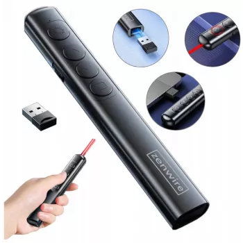 ZENWIRE S9 USB Presentatie-Laserpointer, 2,4 GHz, rode laser, zwart