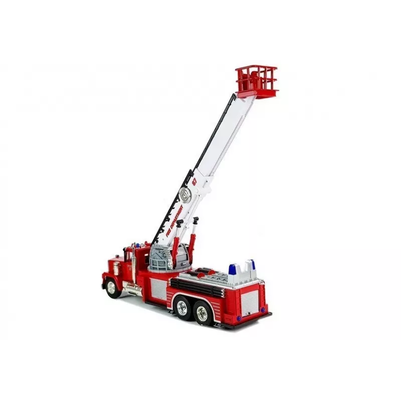 LEAN TOYS Brandweerauto met Uitschuifbare Draailadder, R/C, Geluid, Licht, Sirene