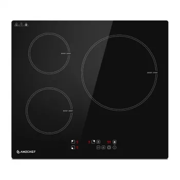 AMZCHEF CE-T-74IB3xyzf-CS 3-zone inductiekookplaat, 7400W, inbouw, touchbediening, zwart glaskeramiek