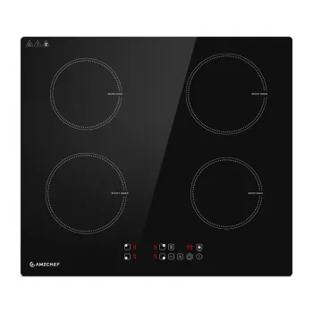 AMZCHEF CE-T-74IB4xyzf-CS 4-zone inductiekookplaat 7400W inbouw met booster, timer, kinderslot