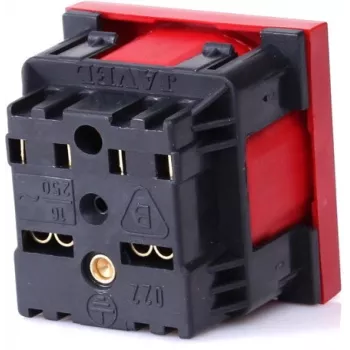JAVEL enkelvoudige wandcontactdoos 1 module met stekkerbeveiliging, rood, 16A 250V AC, inbouw, Type E/F