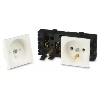 JAVEL dubbele wandcontactdoos 2M wit 16A 250V inbouw