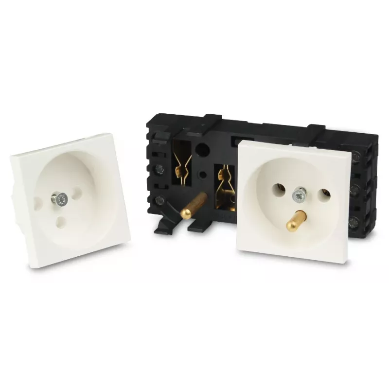 JAVEL dubbele wandcontactdoos 2M wit 16A 250V inbouw