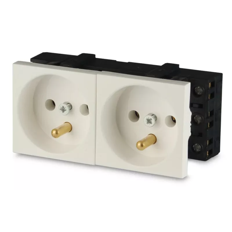 JAVEL dubbele wandcontactdoos 2M wit 16A 250V inbouw