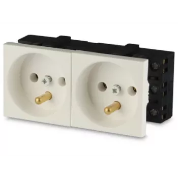 JAVEL dubbele wandcontactdoos 2M wit 16A 250V inbouw