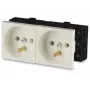 JAVEL dubbele wandcontactdoos 2M wit 16A 250V inbouw