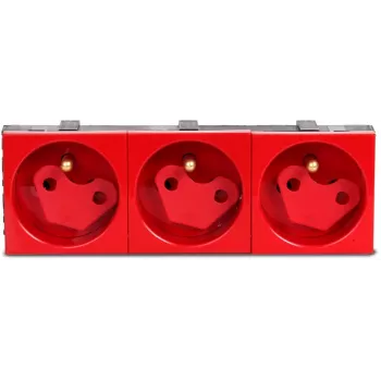 JAVEL driedubbele wandcontactdoos Schuko met kinderveiligheid, 3 modules, wit, inbouw