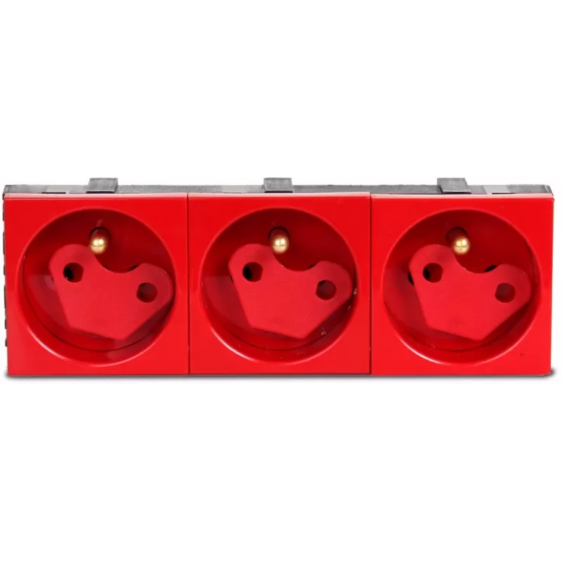 JAVEL driedubbele wandcontactdoos Schuko met kinderveiligheid, 3 modules, wit, inbouw