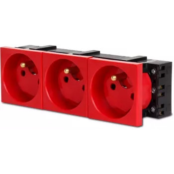 JAVEL driedubbele wandcontactdoos Schuko met kinderveiligheid, 3 modules, wit, inbouw