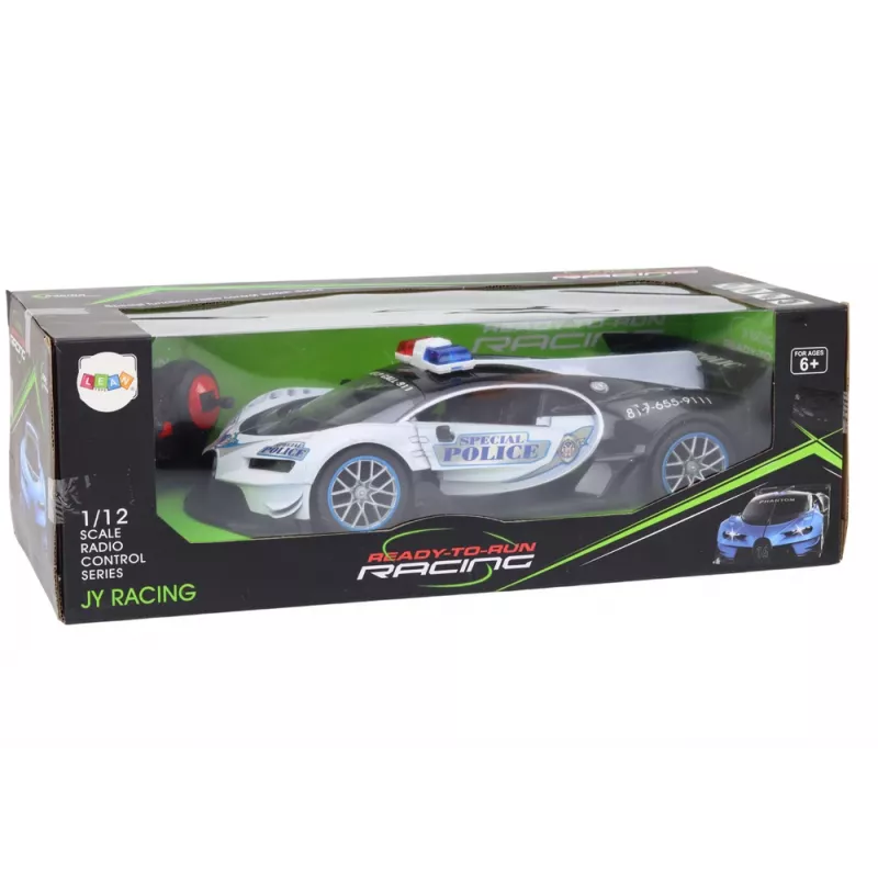 LEAN TOYS op afstandsbediening RC-politieauto schaal 1:12, wit