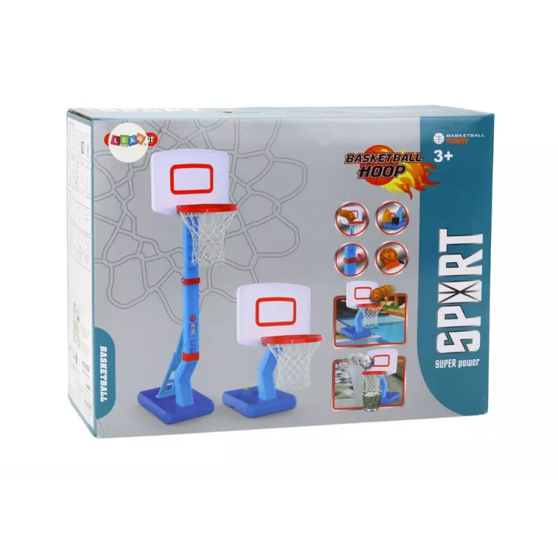 LEAN TOYS basketbalmand met verstelbare bal en pomp 138cm blauw