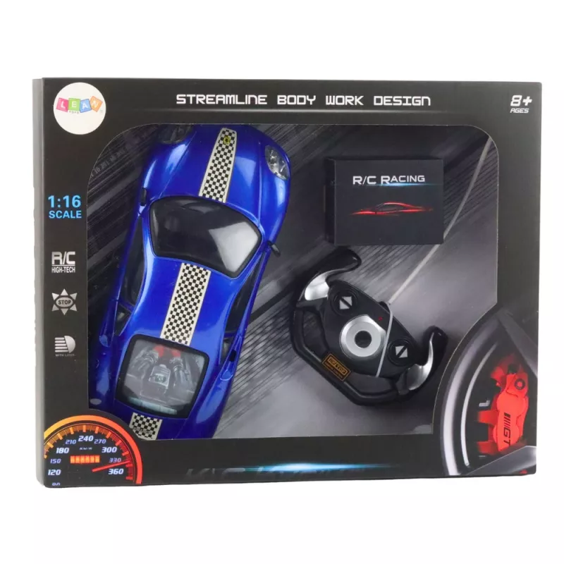 LEAN TOYS RC op afstandsbediening sportwagen met lichten blauw 1:16