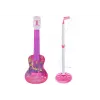 LEAN TOYS elektrische gitaarstandaard-set met microfoon, op batterijen, roze