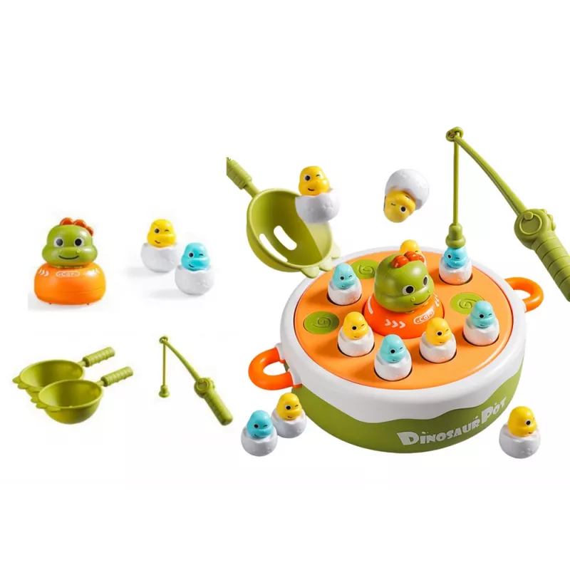 LEAN TOYS spel dinosaurus hengels accessoire hout groen