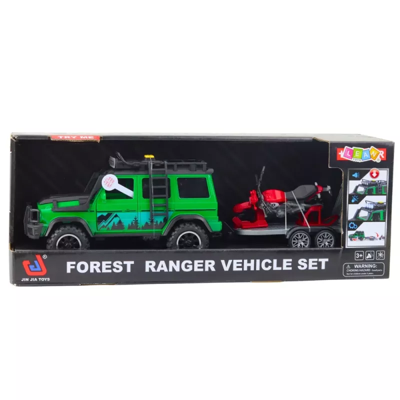 LEAN TOYS offroad voertuigset met takelwagen en motor, licht en geluid, groen