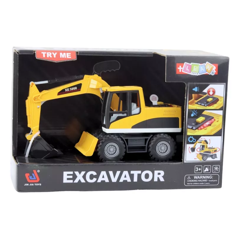 LEAN TOYS bouw graafmachine bulldozer met beweegbare zwenkbare bak, cabine, licht & geluid