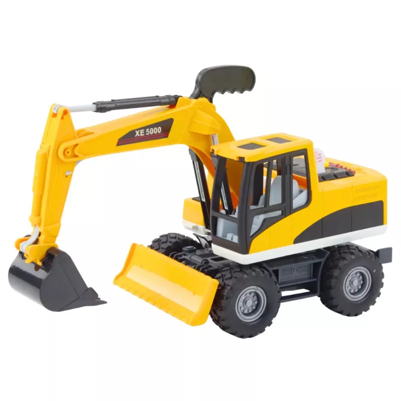 LEAN TOYS bouw graafmachine bulldozer met beweegbare zwenkbare bak, cabine, licht & geluid
