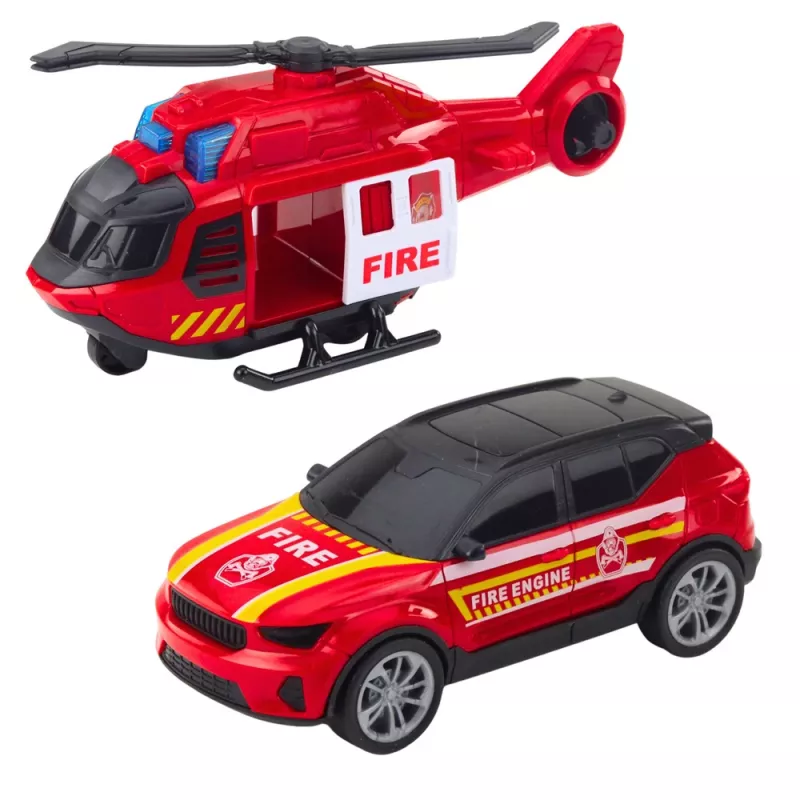 LEAN TOYS brandweerwagen takelwagen helikopter auto lichten geluiden rood