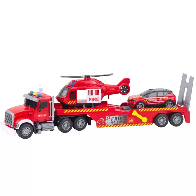 LEAN TOYS brandweerwagen takelwagen helikopter auto lichten geluiden rood