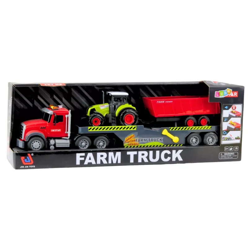 LEAN TOYS set truck tractor met aanhanger lichten en geluiden rood
