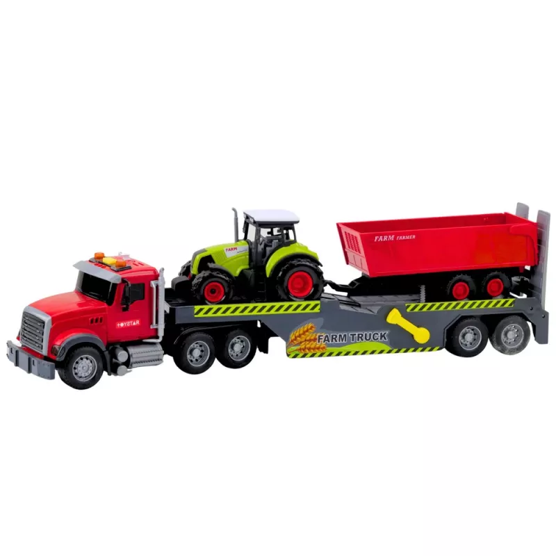 LEAN TOYS set truck tractor met aanhanger lichten en geluiden rood