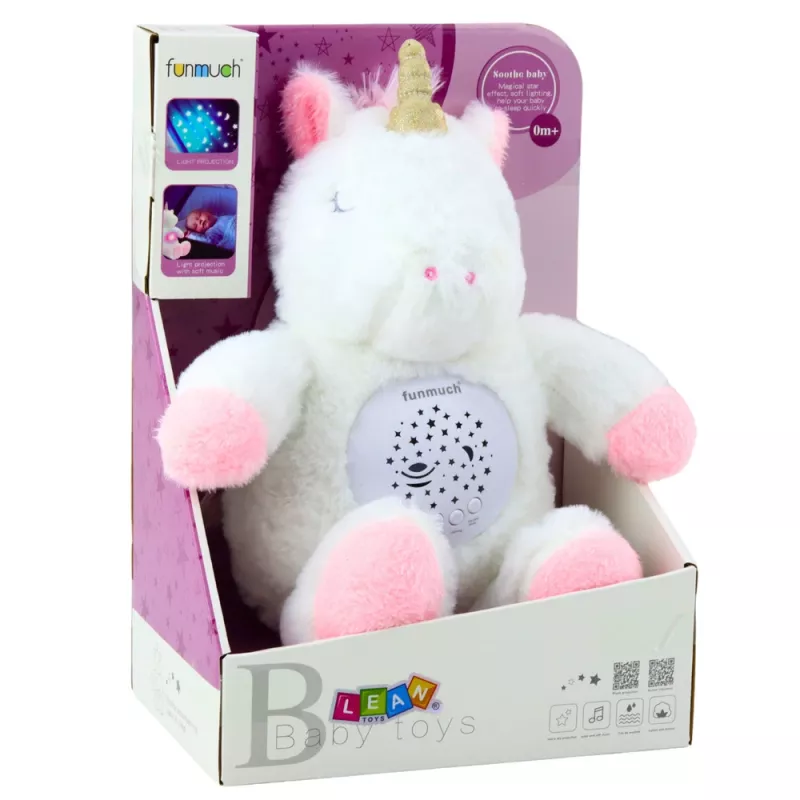 LEAN TOYS pluche eenhoorn slaapknuffel met projector en geluid