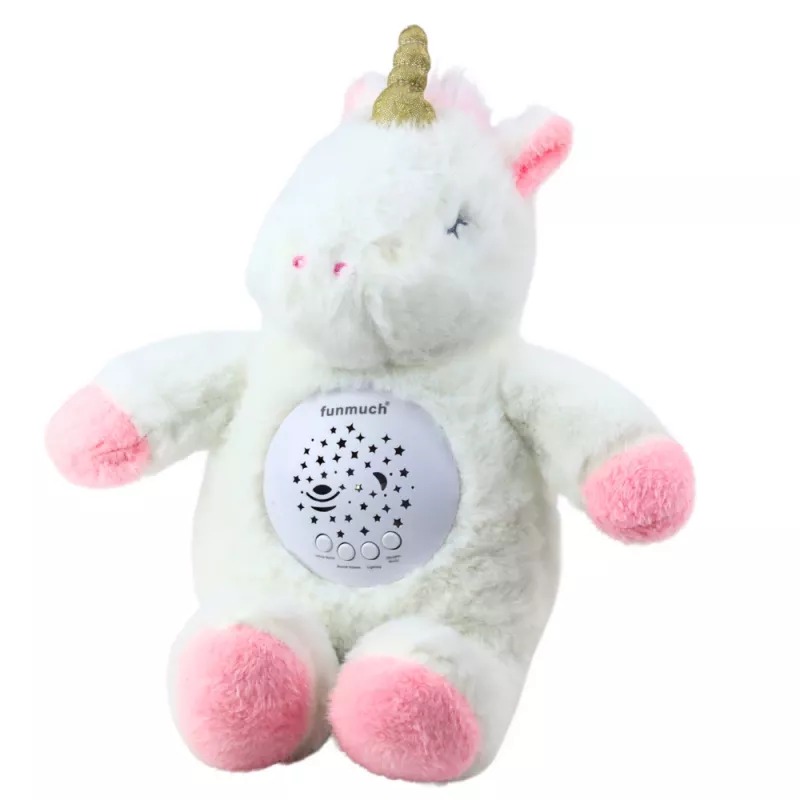 LEAN TOYS pluche eenhoorn slaapknuffel met projector en geluid