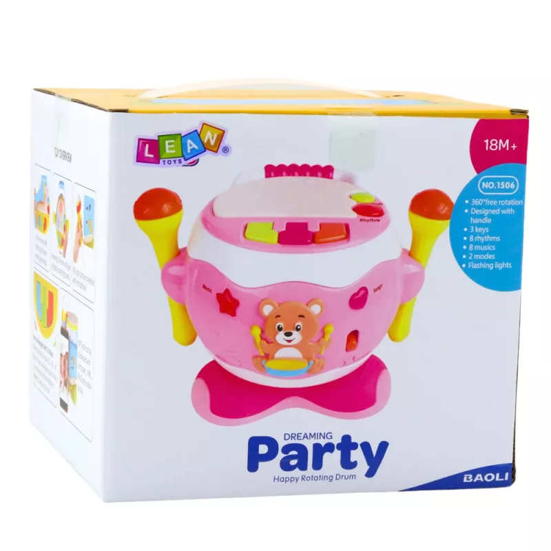 LEAN TOYS baby drum muzikaal interactief licht geluiden roze